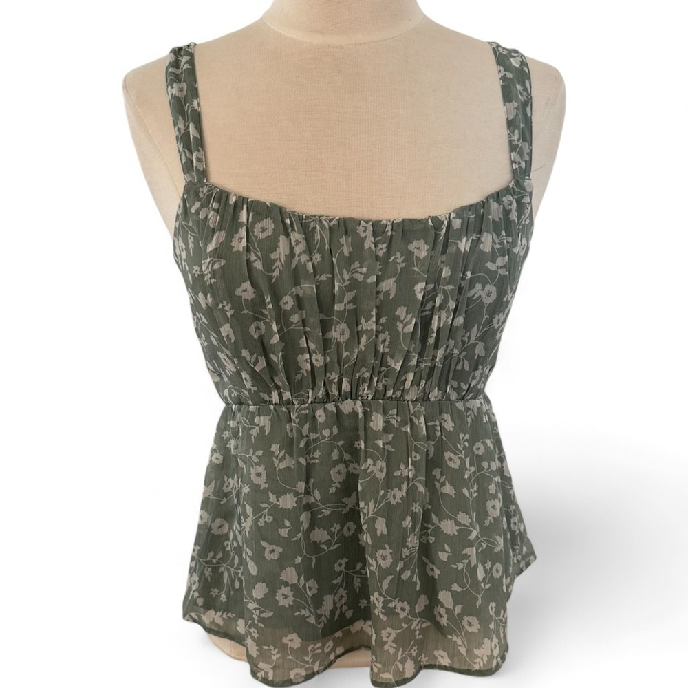 Abercrombie & Fitch Olive Green Floral Camisole